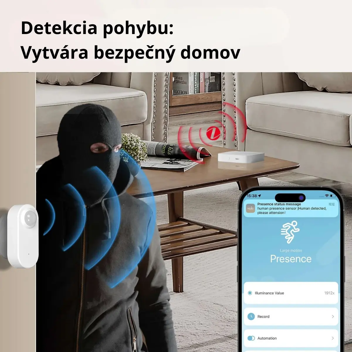 Detekcia pohybu - MOES ZigBee Smart mmWave senzor prítomnosti a PIR senzor